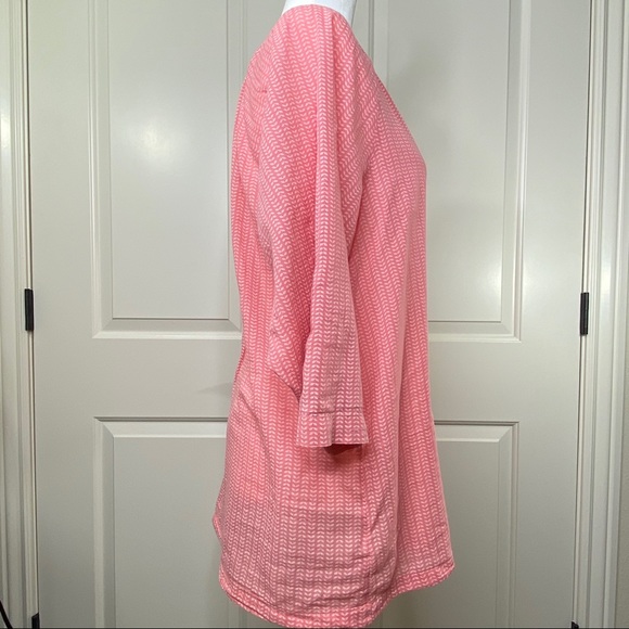 David Jones Pink & white print V neck top - Picture 7 of 13